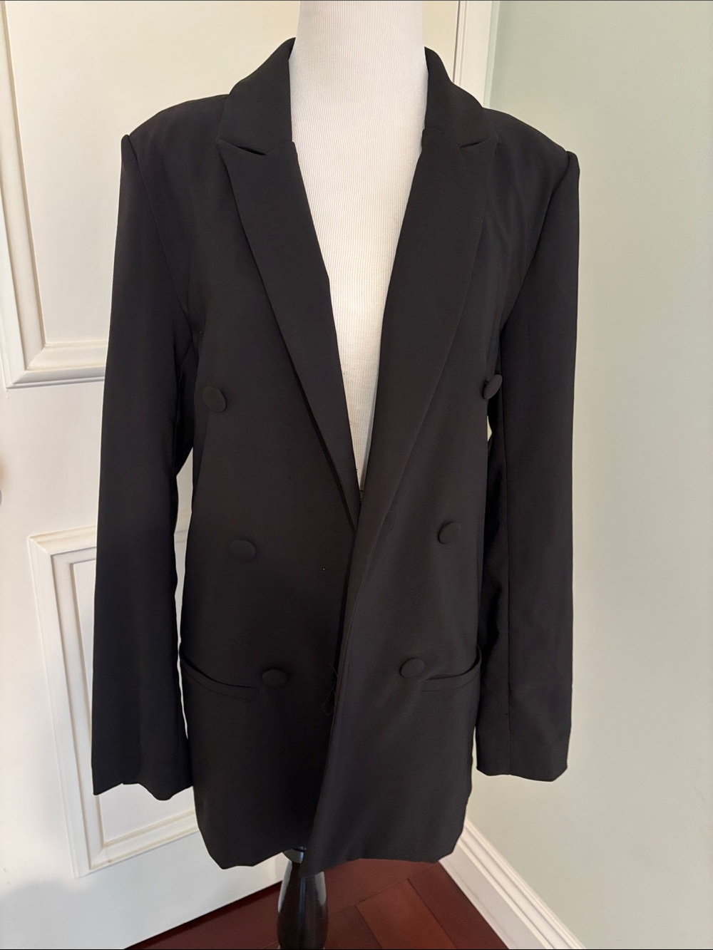 Black Double-Breasted Womens Blazer Jacket